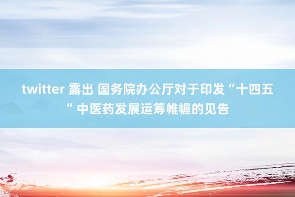 twitter 露出 国务院办公厅对于印发“十四五”中医药发展运筹帷幄的见告